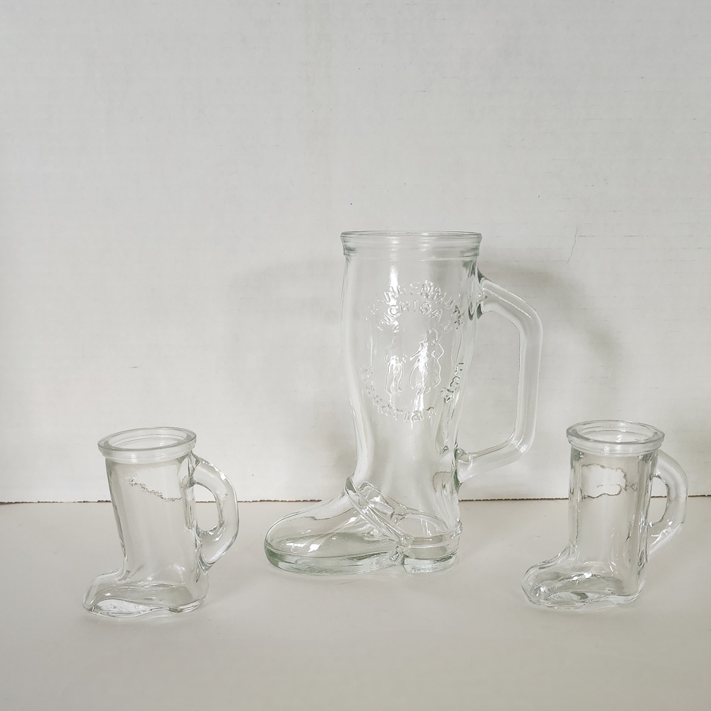 Clear Glass Boot Mug Trio